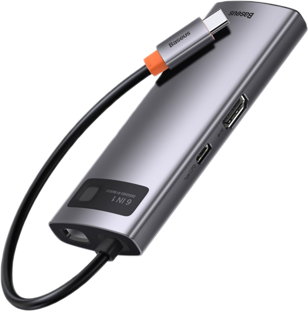 USB Hub Baseus CAHUB-CW0G Metal Gleam Series 6-in-1 Multifunctional Type-C Gray (CAHUB-CW0G) - obraz 5