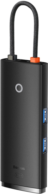 USB-хаб Baseus Lite Series 6-Port Multifunctional HUB USB Type-C - 2xUSB 3.0 / USB Type-C PD / HDMI 1.4 / SD / TF Black (WKQX050101) - зображення 3