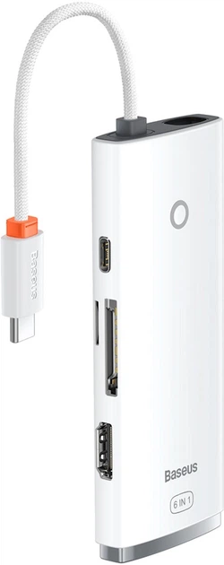 USB-хаб Baseus Lite Series 6-Port Multifunctional HUB USB Type-C - 2xUSB 3.0 / USB Type-C PD / HDMI 1.4 / SD / TF White (WKQX050102) - зображення 3