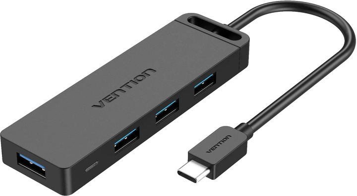 Hub Vention USB 3.1 Type-C - 4 x USB 3.0 aktywny Black (6922794746732) - obraz 1