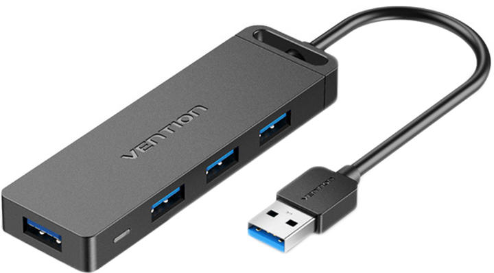 USB Hub Vention 4-Port z microUSB zasilaniem 0.15 m Black (6922794746626) - obraz 1