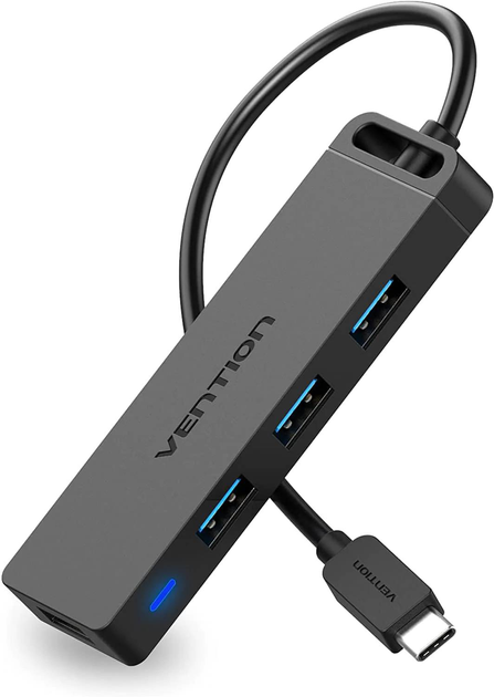 Hub Vention USB 3.1 Type-C - 4 x USB 3.0 aktywny Black (6922794746732) - obraz 2