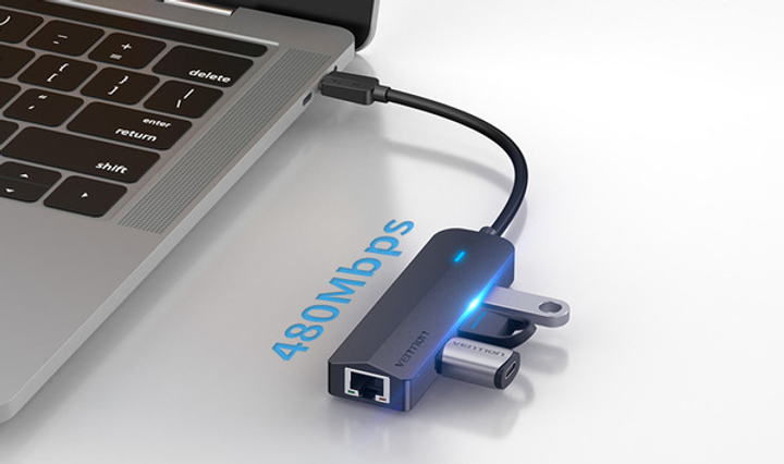 USB-хаб Vention 3-Port з microUSB живленням 0.15 м Black (6922794751972) - зображення 5