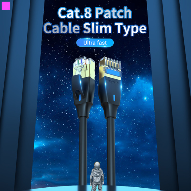 Patchcord Vention CAT 8 FTP Ethernet 1 m Black IKCBF (6922794743762) - obraz 2