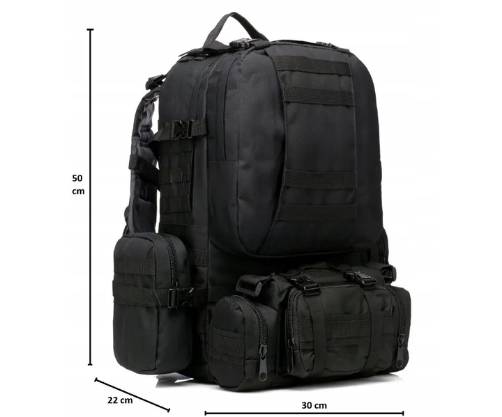 Військовий рюкзак Mil-tec 36 л з підсумками Чорний Тактичний рюкзак Defense Pack Assembly на 36 літрів з системою MOLLE Армійський Штурмовий Воєнний Рюкзак - зображення 2