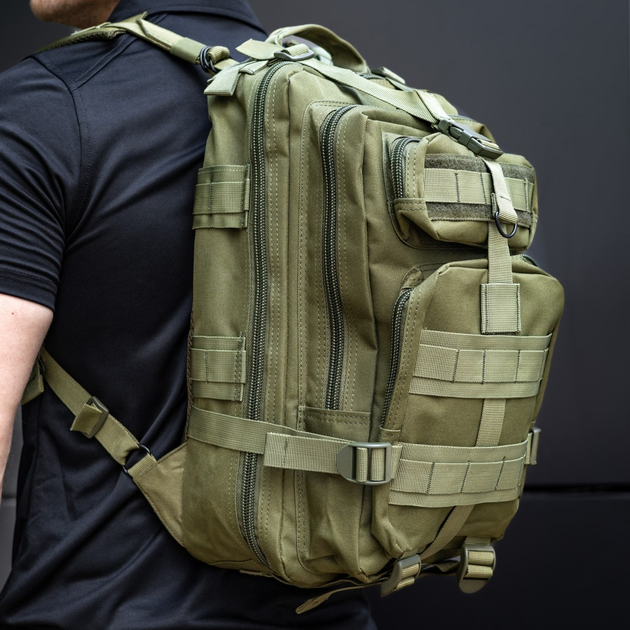 Тактический рюкзак 30 л Олива с системой MOLLE Военный рюкзак на 30 литров DOMINATOR Оливковый Армейский Штурмовой Рюкзак Водоотталкивающий - изображение 2