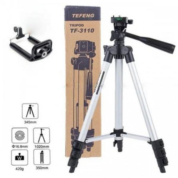 Штатив для телефону та фотоапарата Tripod 3110 PRO портативний трипод 0,35-1.02м висота. Колір: срібний(ws16178-1)(WB) - изображение 3