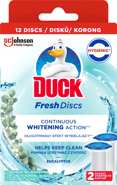 Освіжувачі для туалету Duck Fresh Discs Eukaliptus 12 шт (5000204233223) - зображення 1