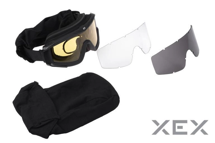 Тактические очки 2E Hawk WS Black Anti-fog + сумка + 3 линзы (2E-TGGWS-BK) - изображение 2