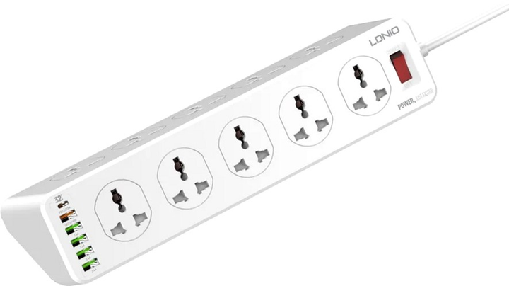 Sieciowy filtr przedłużacz LDNIO SC10610 10 Gniazd + 5 USB + 1 Type-C, Quick Charge 3 2 m White (SC10610) - obraz 1
