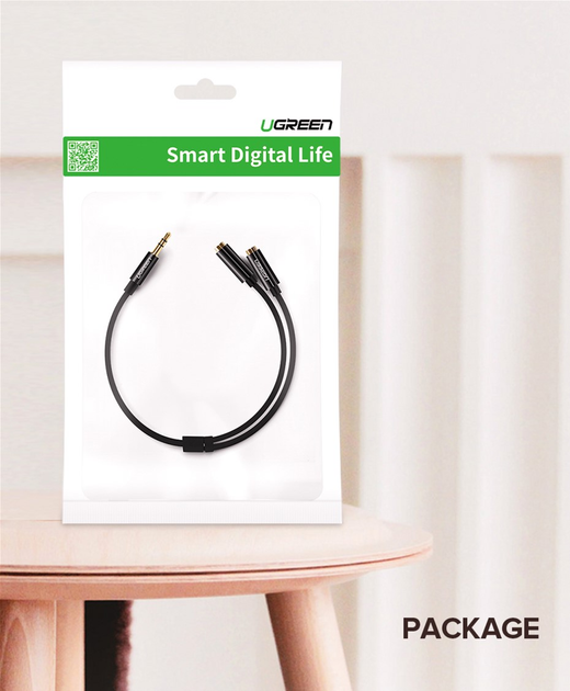 Kabel Ugreen AV134 3.5 mm Male to 2 Female Audio Cable 25 cm White (6957303817399) - obraz 6