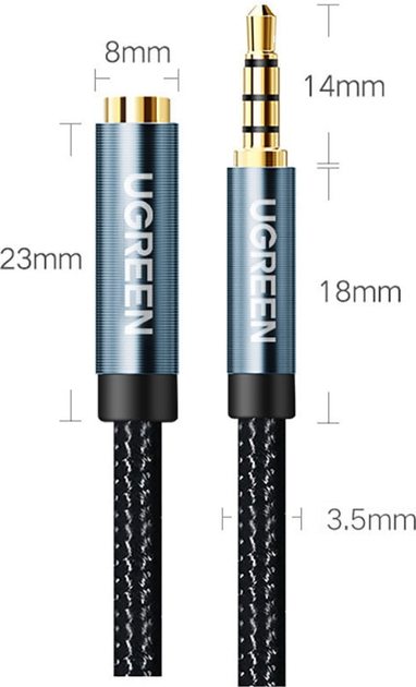 Кабель Ugreen AV118 3.5 мм Male to 3.5 мм Female, 2 м Black 40675 (6957303846757) - зображення 4