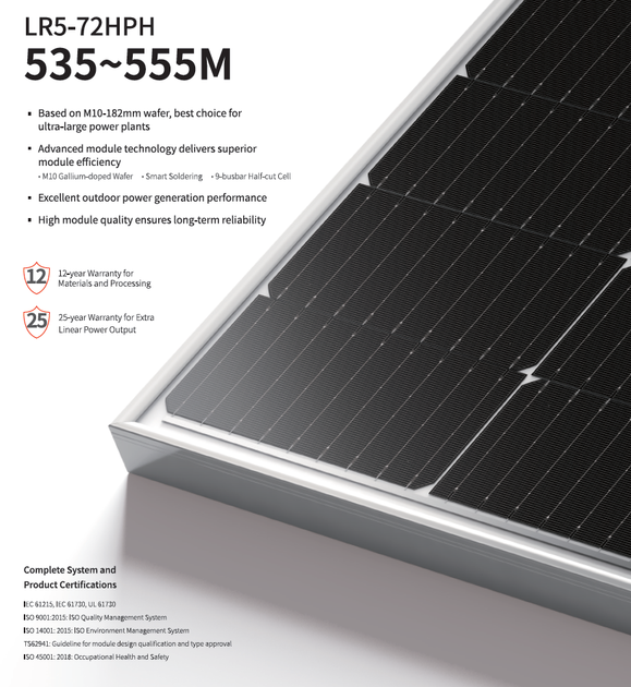 Сонячна панель Longi Solar LR5-72HPH-555M - зображення 3
