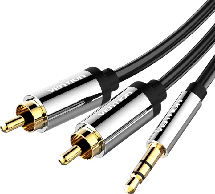 Kabel Vention AUX 3.5 mm m - 2 x RCA m 1 m Black (6922794734340) - obraz 2