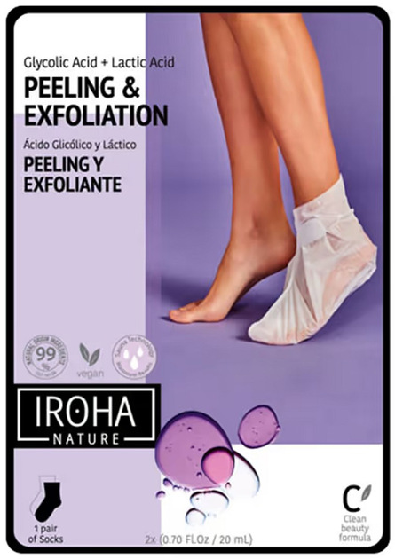 Maseczka do stóp IROHA nature Peeling & Exfoliation złuszczająca w formie skarpet Lavender 2 x 20 ml (8436036430474) - obraz 1