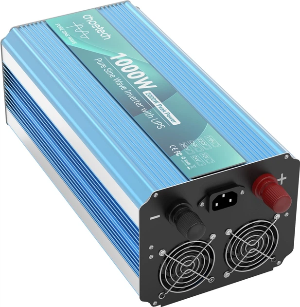 Інвертор Choetech з зарядкою, функція ДБЖ 12В 1000Вт, чиста