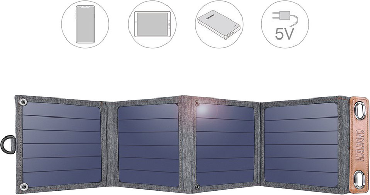 Сонячна панель для УМБ Choetech 14 Вт SB 5V / 2.4 А max (6971824970456) - зображення 2