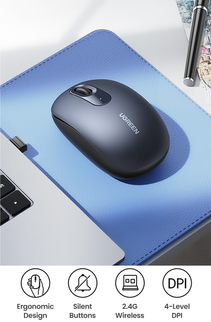 Миша UGREEN MU105 Portable Wireless Deep Blue (6957303895502) - зображення 6