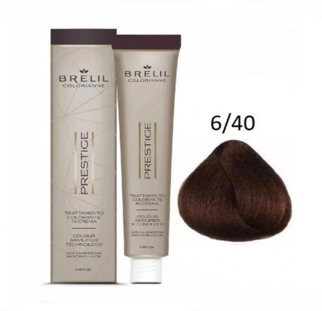 Фарба для волосся Brelil Professional Coloriane Prestige 6/40 темний блонд мідний 100 мл - Фото 1 Фарба для волосся Brelil Professional Coloriane Prestige 6/40 темний блонд мідний 100 мл - зображення 1