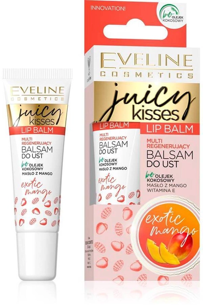 Бальзам для губ Eveline Cosmetics Juicy Kisses Lip Balm мульти-регенеруючий Exotic Mango 12 мл (5903416007418) - зображення 1