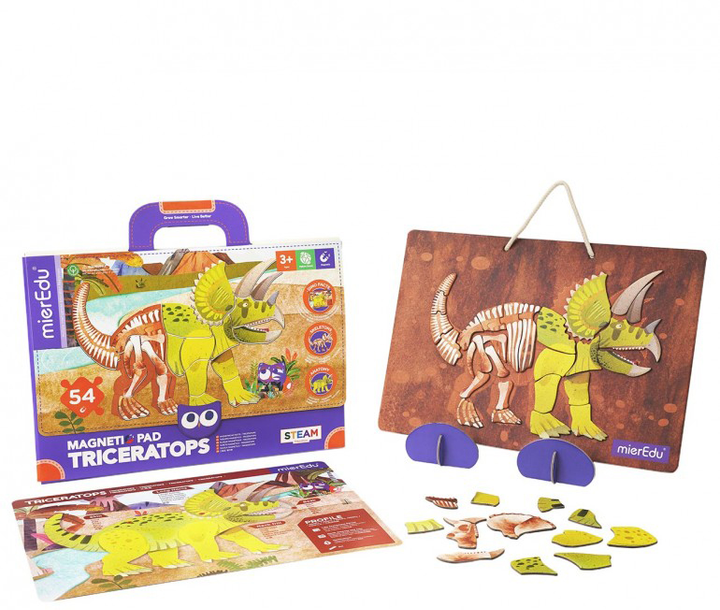 Puzzle magnetyczne MierEdu Triceratops 54 elementy (9352801004369) - obraz 1