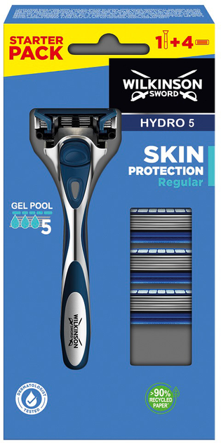Maszynka do golenia Wilkinson Sword Hydro 5 Skin Protection Regular z wymiennymi ostrzami dla mężczyzn 1 szt + wkłady 4 szt (4027800972234) - obraz 1