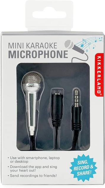 Mini mikrofon Kikkerland Mini Karaoke Microphone Silver (US133-EU) (0612615083240) - obraz 1
