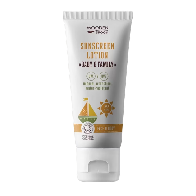 Balsam do opalania Wooden Spoon Baby & Family Sunscreen Lotion dla dzieci i całej rodziny SPF30 100 ml (3800236250258) - obraz 1