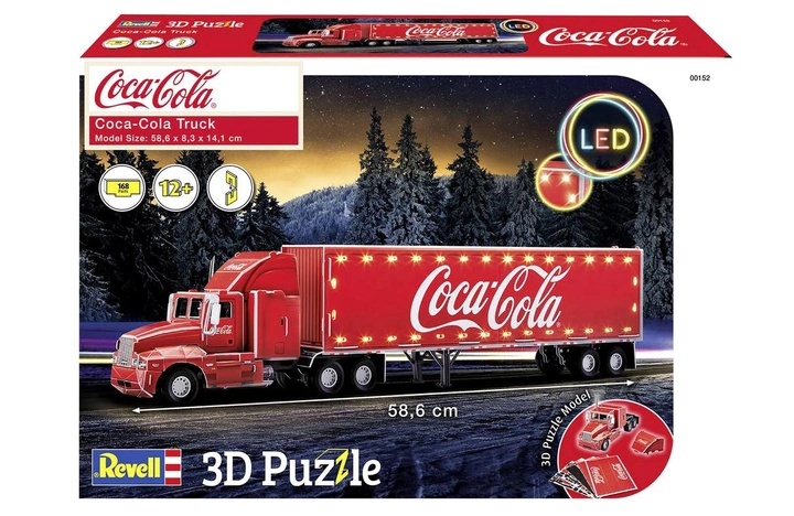 3D Puzzle Revell CocaCola Truck LED 168 elementów (4009803001524) - obraz 2