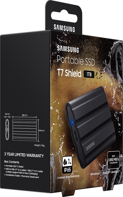 Samsung Portable SSD T7 Shield 1TB USB 3.2 Type-C Black (MU-PE1T0S