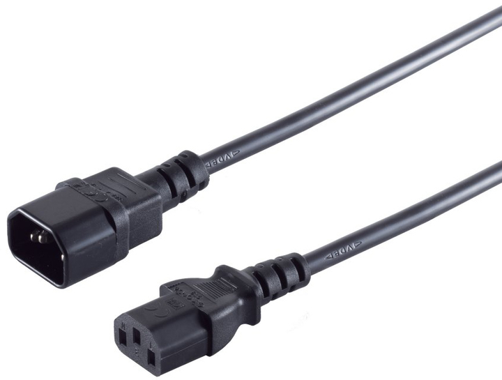 Przewód zasilający IEC extension cable C13-C14 1.8 m Black (60009-1.8) - obraz 1