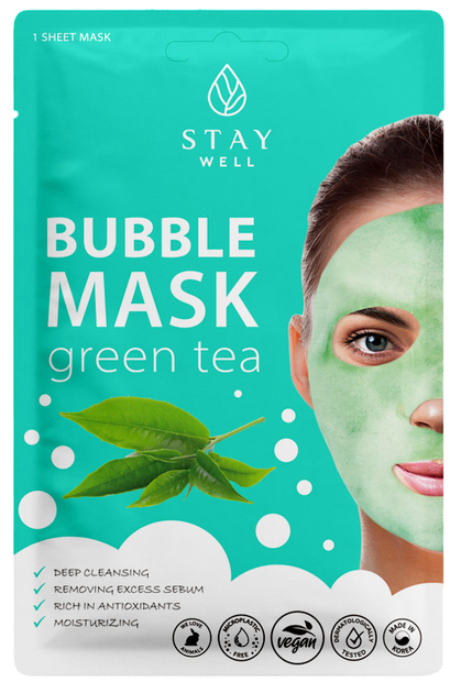 Maska do twarzy Stay Well Deep Cleansing Bubble Mask głęboko oczyszczająca bąbelkowa Green Tea 20 g (4745090048469) - obraz 1