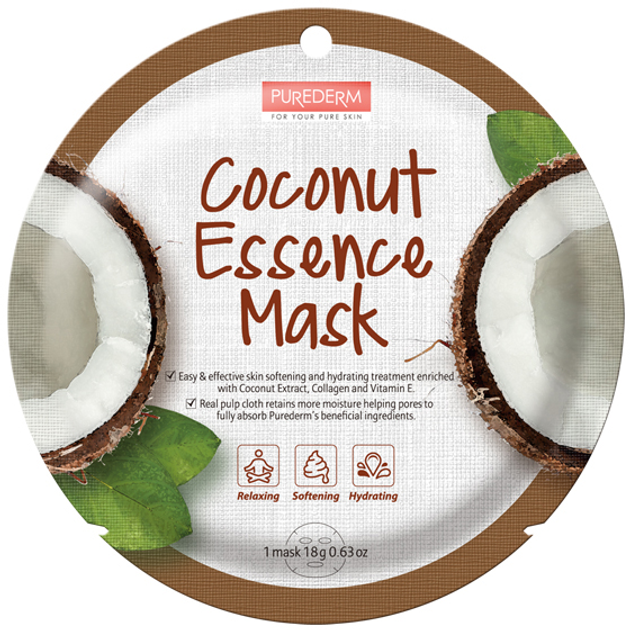 Maseczka Purederm Coconut Essence Mask w płacie Kokos 18 g (8809411187858) - obraz 1