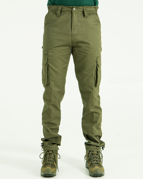 Брюки мужские Карго повседневные с карманами, ткань канвас цвет олива, 46 - изображение 1