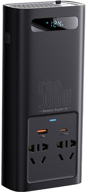 Автомобільний інвертор Baseus Super Si Inverter 500 Вт 220 В CN / EU Black (CGNB000101) - зображення 2