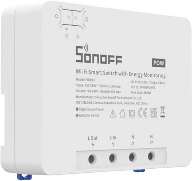 Розумний 1-канальний Wi-Fi перемикач Sonoff POWR3 (6920075776768) - зображення 2