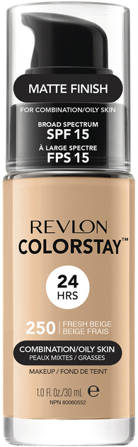 Podkład do twarzy Revlon ColorStay Makeup for Combination/Oily Skin SPF15 do cery mieszanej i tłustej 250 Fresh Beige 30 ml (309974700078) - obraz 1