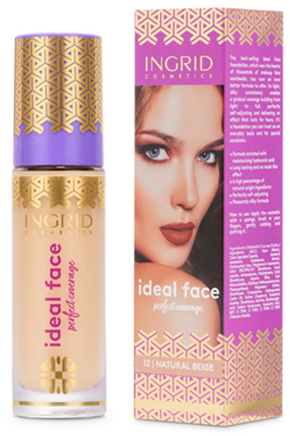 Тональна основа Ingrid Ideal Face Make Up маскуюча 012 Natural Beige 35 мл (5901468921461) - зображення 1