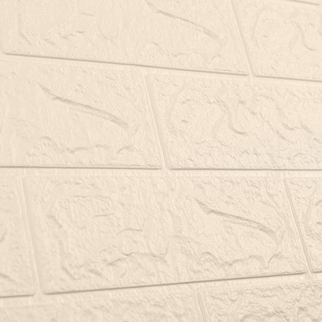 Самоклеющаяся декоративная 3D панель 3D Loft под кирпич цвета слоновой кости 700x770x3 мм - изображение 3