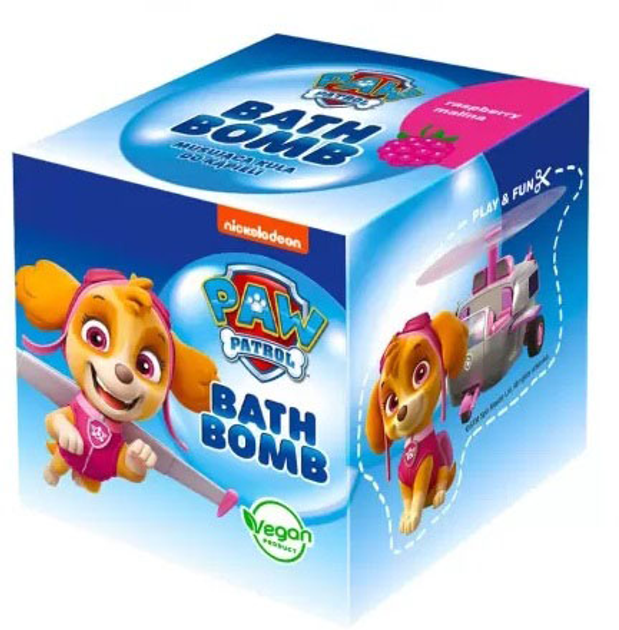 Kula do kąpieli Paw Patrol Bath Bomb musująca malina skye 165 g (50605371809159 - obraz 1