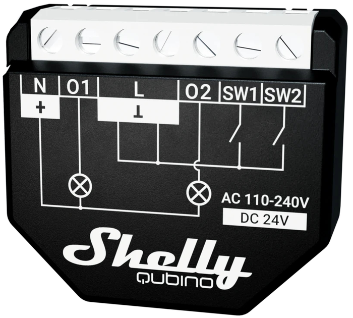 Розумний перемикач Shelly "Qubino Wave 2PM" двоканальний 16 А облік електроенергії (3800235269015) - зображення 1