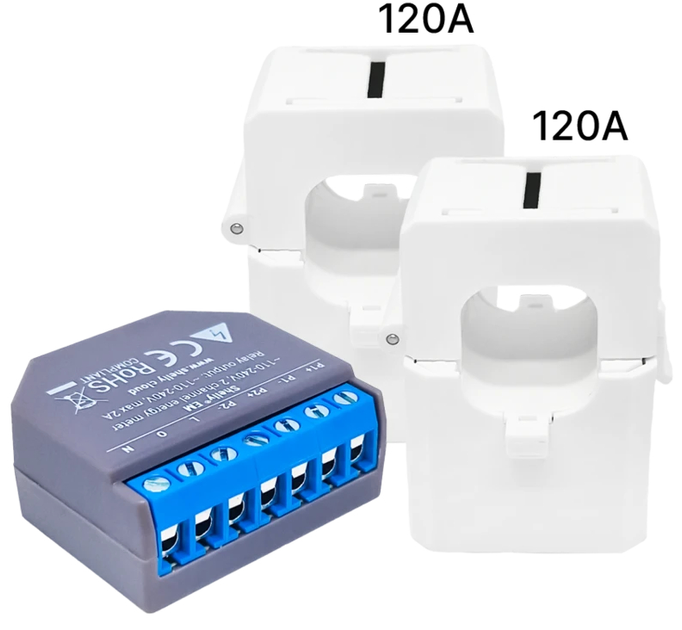 Licznik energii elektrycznej Shelly "EM" Wi-Fi fazy 2 x 120 A z sterowaniem kontaktorem (3809511202104) - obraz 2