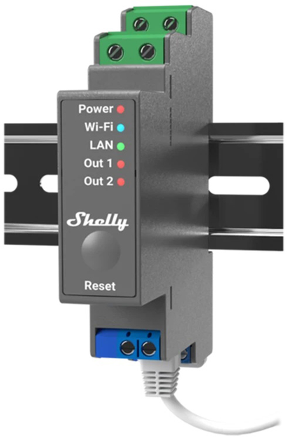 Inteligentny przełącznik Shelly "Pro 2" LAN Wi-Fi i BT dwukanałowy 25 A (3800235268025) - obraz 2