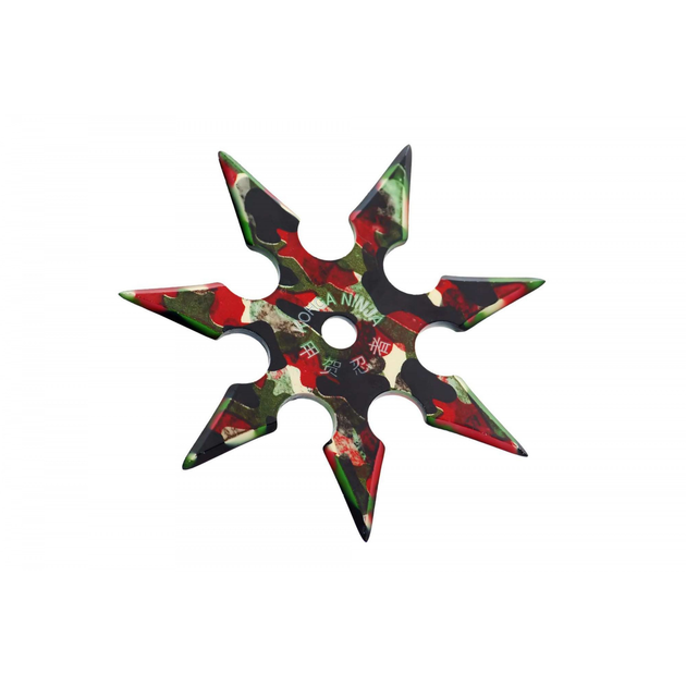 Метальна 6 кінечна зірка сюрікен з надійною та пластичною сталлю 007C камо - зображення 1