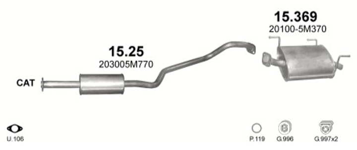 Резонатор Nissan Almera 1.5/1.8 Polmostrow (15.25) (851525) - зображення 2