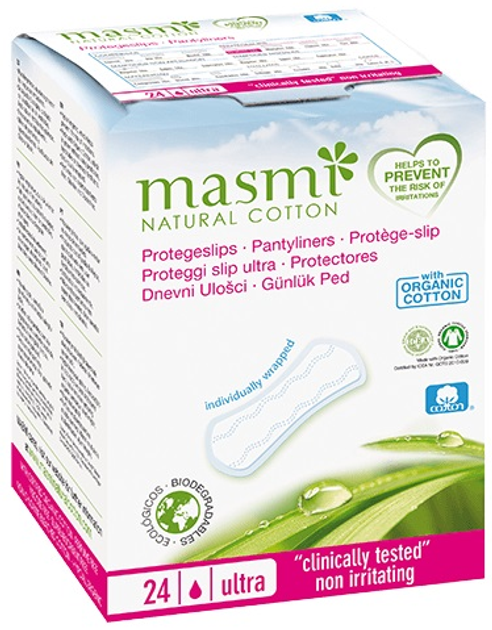 Прокладки Masmi Pantyliners ультратонкі гігієнічні анатомічної форми з органічної бавовни 24 шт (8432984000691) - зображення 1