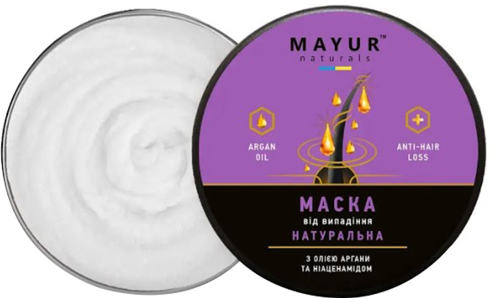 Маска для волос Mayur Против выпадения с Аргановым маслом и Ниаценамидом 250 мл (4820230953374) 