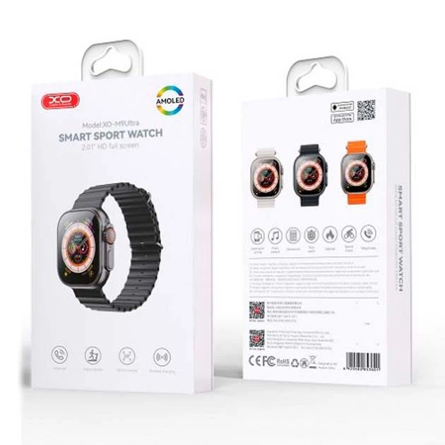 Смарт-годинник XO M9 Ultra AMOLED smart sports watch 2.01” BT Call, Track, HeartRate, IP68 для iOs / Android Чорний - изображение 2