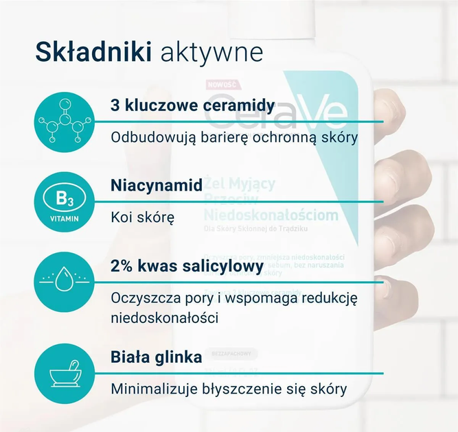 Żel CeraVe głęboko oczyszczający do skóry twarzy i ciała z niedoskonałościami 236 ml (3337875784054) - obraz 4