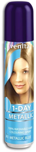 Спрей-фарба для волосся Venita 1-Day Metallic Blue синя 50 мл (5902101518147) - зображення 1